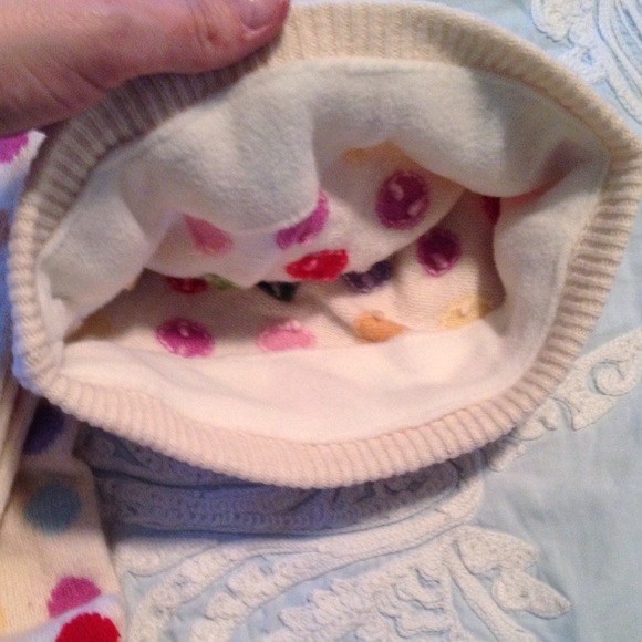 🌻 NWOT Ivory GAP Polka Dot Scarf w/ Beanie 🌻 - Picture 2 of 4