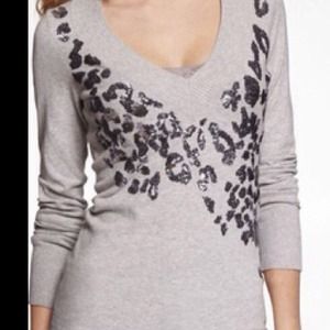 *SOLD*Express Sequin Leopard V-neck Sweater