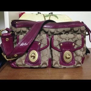 Brown Sig C w/Raspberry trim Coach