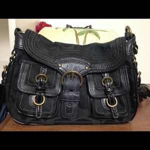 Black Coach Purse w/black patent trim