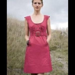 Anthropologie Maeve Raspberry-Pink Dress