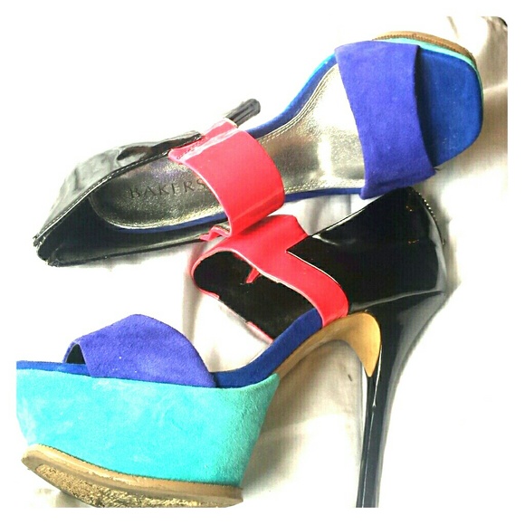 Bakers VENESSA Color block platform party heels