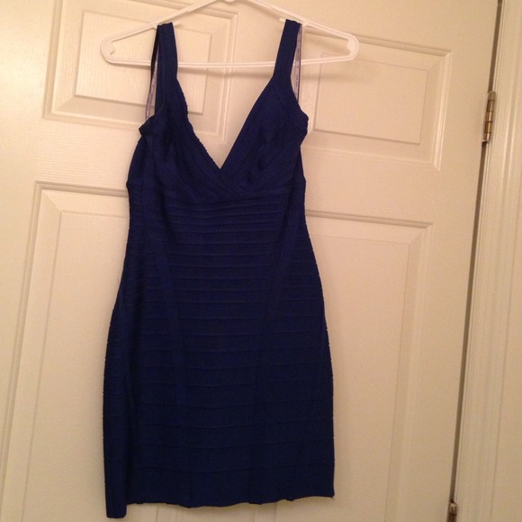 Herve Leger Navy blue short dress