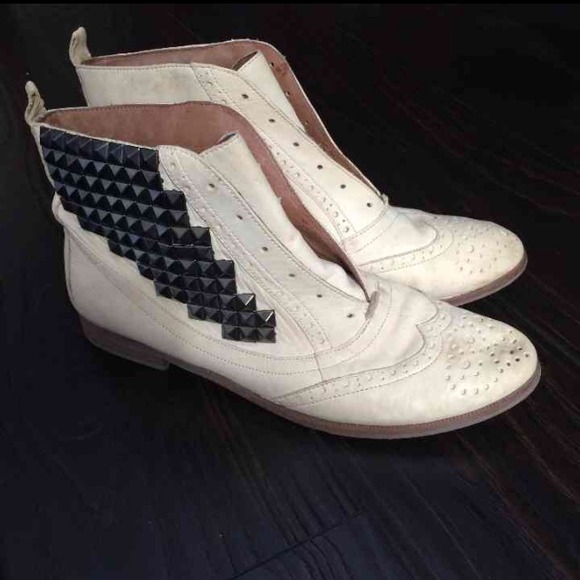 White Leather Boots w/ Studs