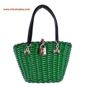 Dolce & Gabbana Green Woven Wicker Tote