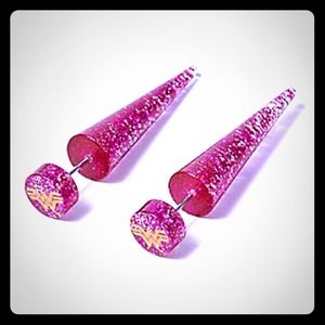 Wonder Woman Pink Glitter Faux Plugs 18g Brand New
