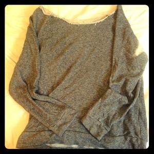 Oversized off the shoulder heather grey sweater
