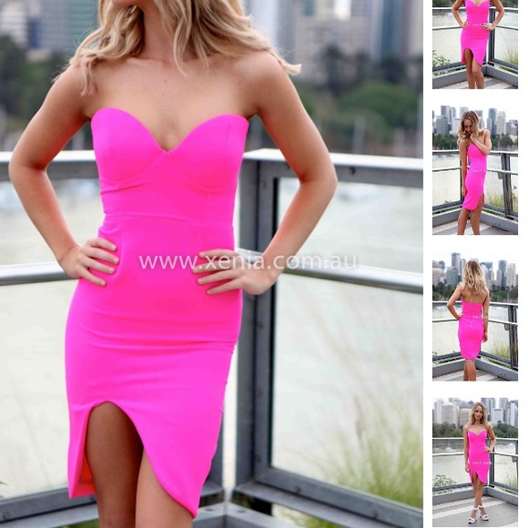 Hot pink midi dress