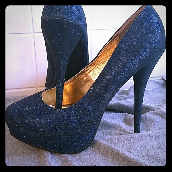 Royal blue glitter heels