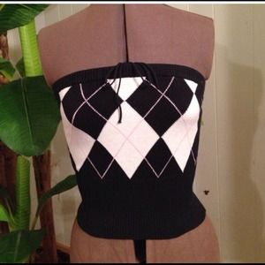 Argyle knit tube top