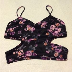 Floral cutout crop top