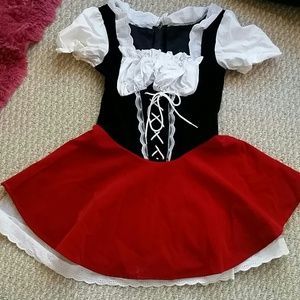 Worn red riding hood costume
