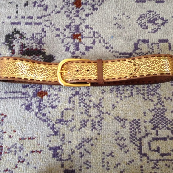 Brown and gold detailed leather belt. HOST PICK? main image 4