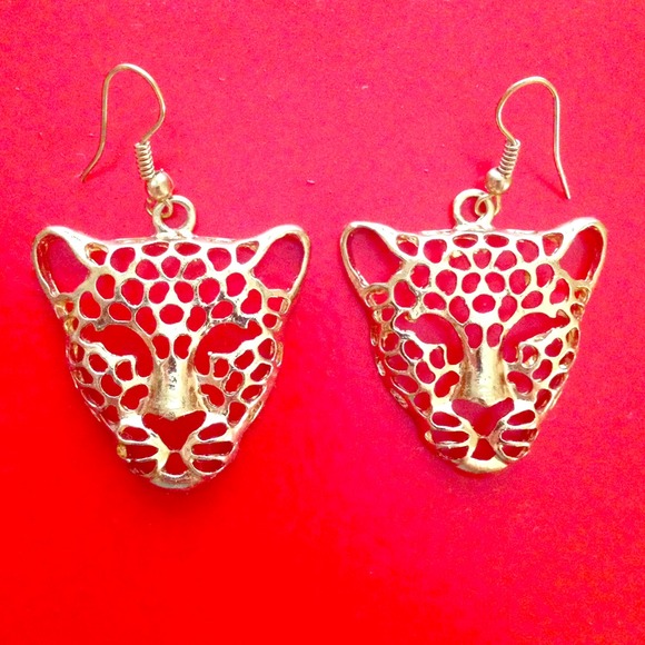 Betsy Johnson Cheetah Face Earrings