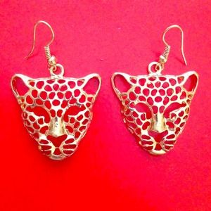 Betsy Johnson Cheetah Face Earrings