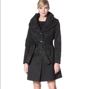 Tahari Cheryl Ruched Collar Trench