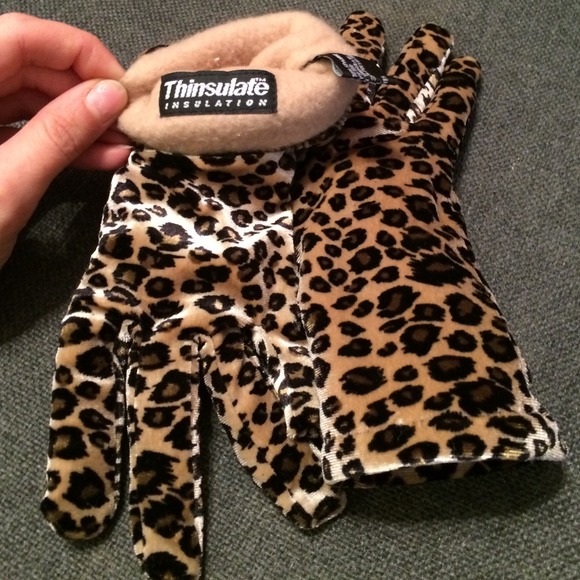 leopard print winter gloves