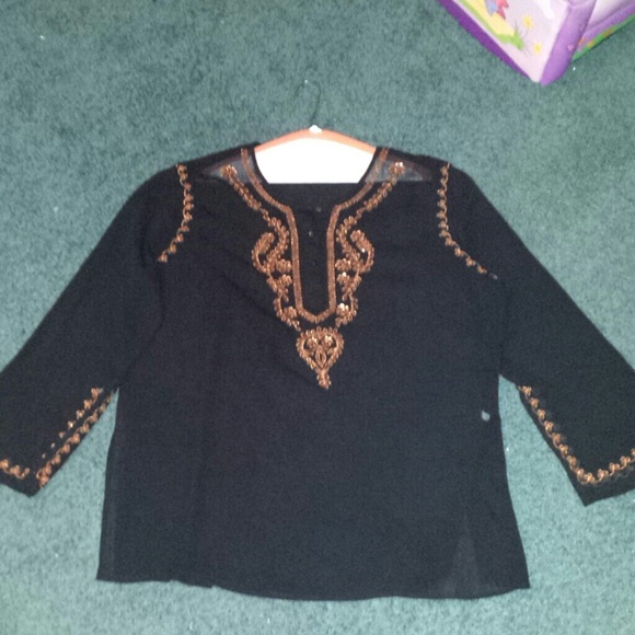 Plus Size Woman's Black Sheer Blouse - Size 2X