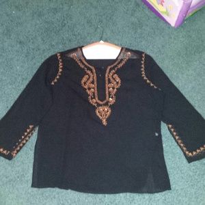 Plus Size Woman's Black Sheer Blouse - Size 2X