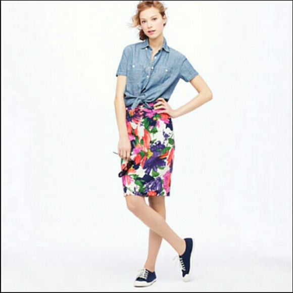 J. Crew No. 2 Garden Floral Pencil Skirt