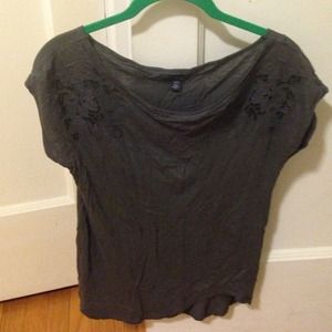 AE Gray cotton lace top
