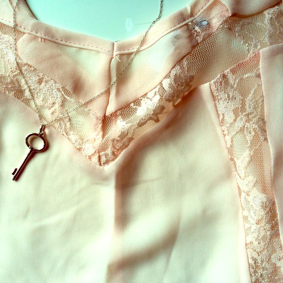 Spaghetti Top with lace geometric detail
