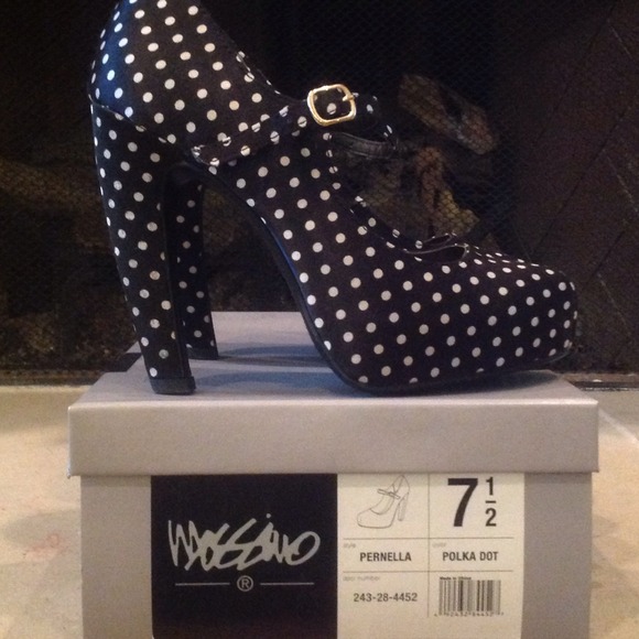 Mossimo Black with White Polka Dots Platform Heels
