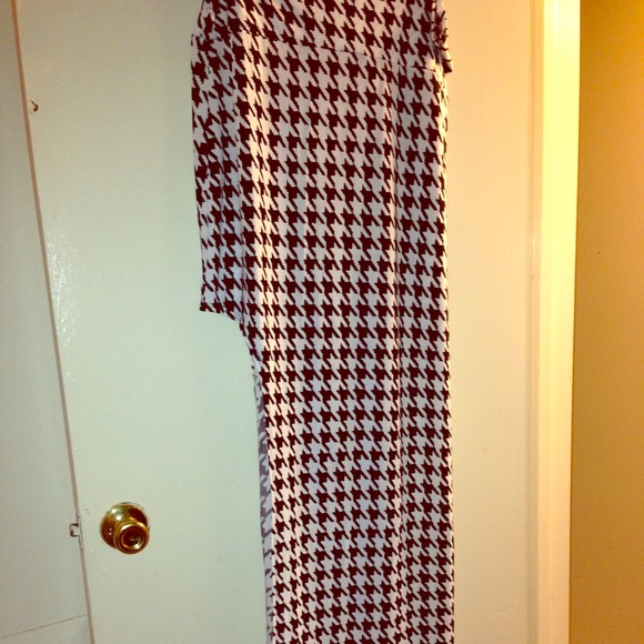 Houndstooth Maxi Side Split Skirt