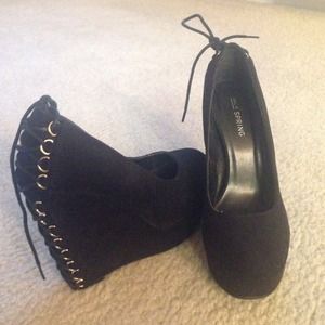 Call It Spring Black Suede Wedge