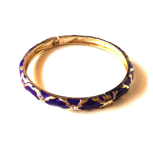Royal purple gold crystal lattice bangle bracelet