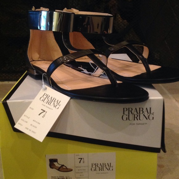 Black Sandals with Chrome Trim