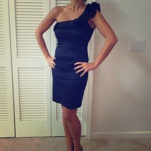 Black One Shoulder Cocktail Dress by Snap