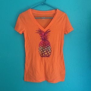 Orange, cute and comfy, pineapple vneck