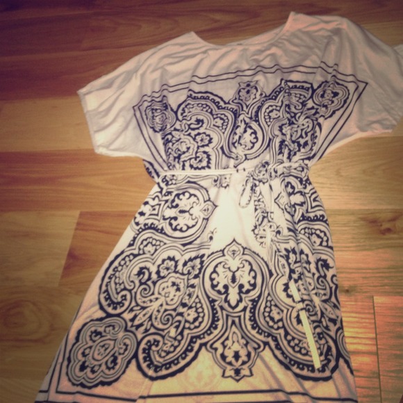 White dress bandana black pattern