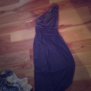 Grey long one sleeved dress