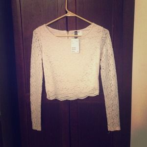 Cream lace long sleeve shirt