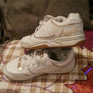 White and Gold Sneakers