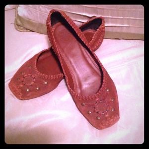 Brown Suede Frye Flats 7