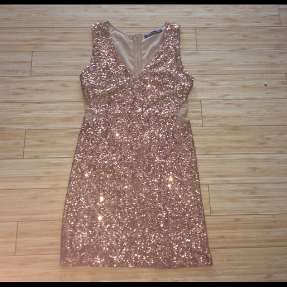 Rose gold sequin party dress