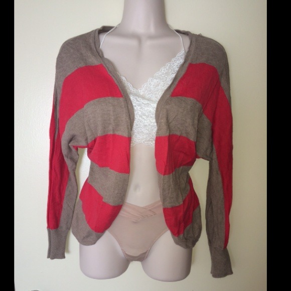 Dark Salmon with Beige Cardigan - Picture 1 of 4