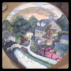 Round plate with country side view