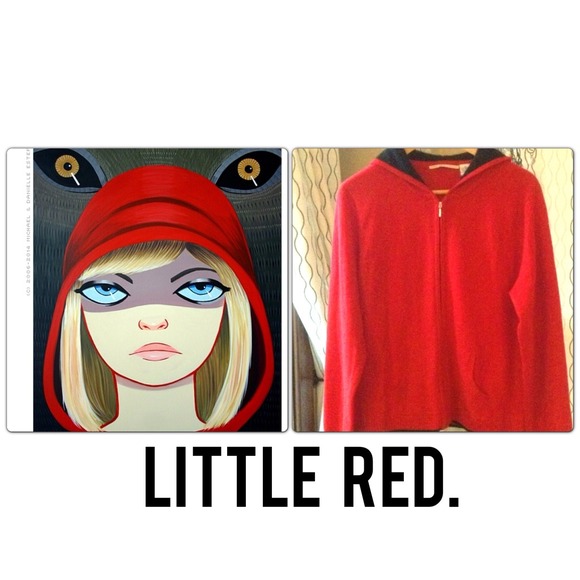 100% Cashmere Red Hoodie NWOT