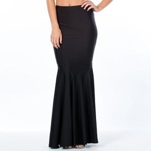 Mermaid black nylon maxi skirt