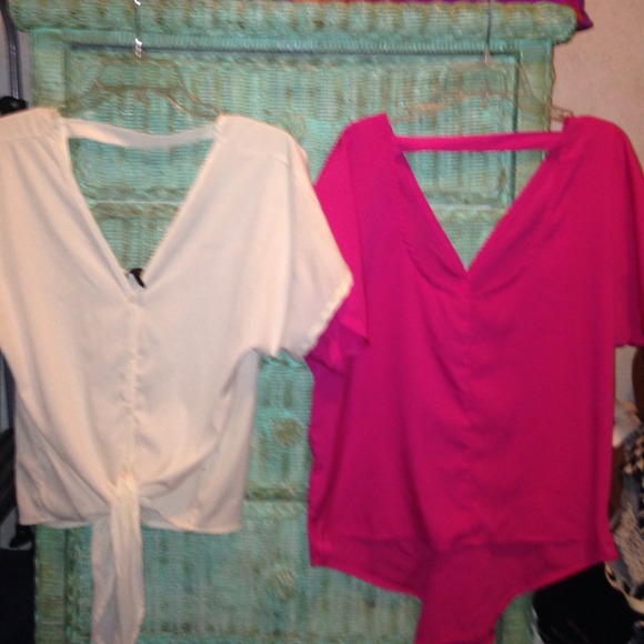 TWO Jessica Simpson tops, cream & pink exact same