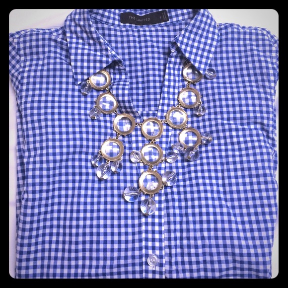 The Limited Blue Gingham Button Down