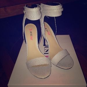 White and black heels