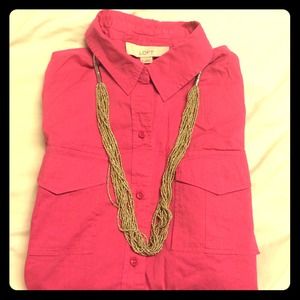 Loft Fuchsia Button Down w/ Pockets