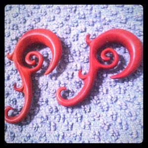 Wooden curly gauges!! Size 6