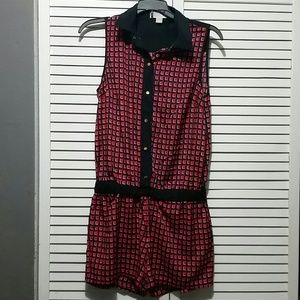 Michael Kors Navy and Mandarin Shorts Romper Sm.