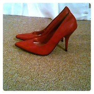 Red pointy toe heels